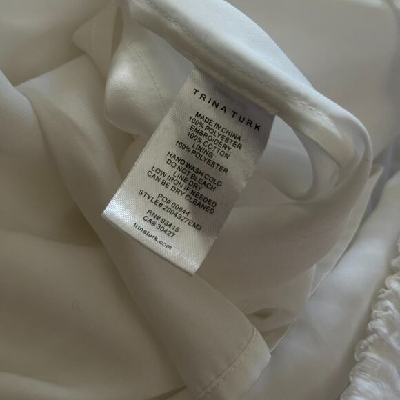 Trina Turk Milian Maxi Dress White Lace High Neck Tie Back Lined Resort Wear - Picture 7 of 8